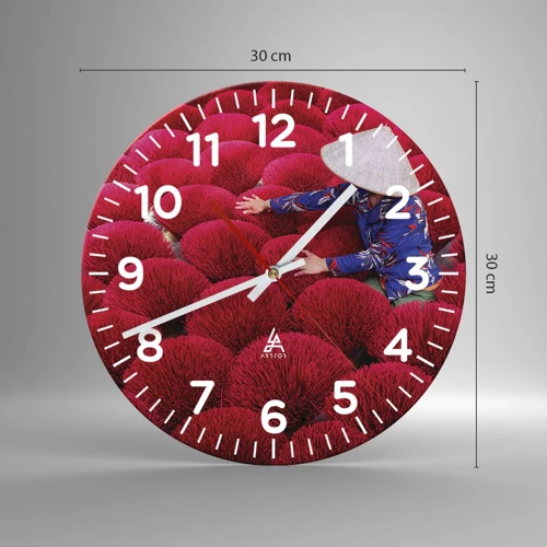 Horloge murale - Pendule murale - Dans un champ de riz - 30x30 cm