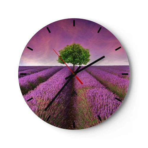 Horloge murale - Pendule murale - Dans un champs de lavande - 30x30 cm