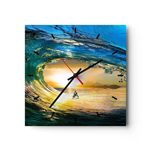 Horloge murale - Pendule murale - Dans un éclat émeraude-or - 30x30 cm