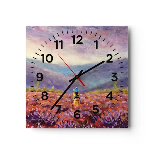 Horloge murale - Pendule murale - Dans un monde lavande - 40x40 cm