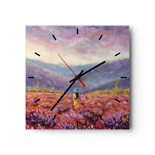 Horloge murale - Pendule murale - Dans un monde lavande - 40x40 cm
