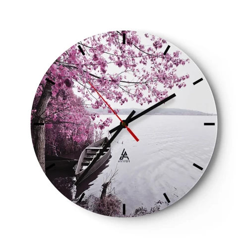 Horloge murale - Pendule murale - Dans un silence rose - 30x30 cm