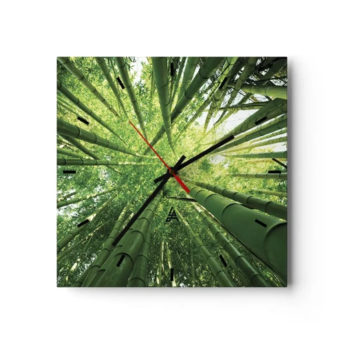 Horloge murale - Pendule murale - Dans une bambouseraie - 40x40 cm