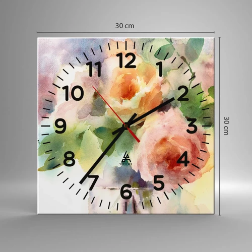 Horloge murale - Pendule murale - Délicat comme l'aquarelle - 30x30 cm