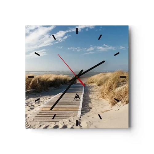 Horloge murale - Pendule murale - Derrière la dune, dans le bruissement de l'herbe - 40x40 cm