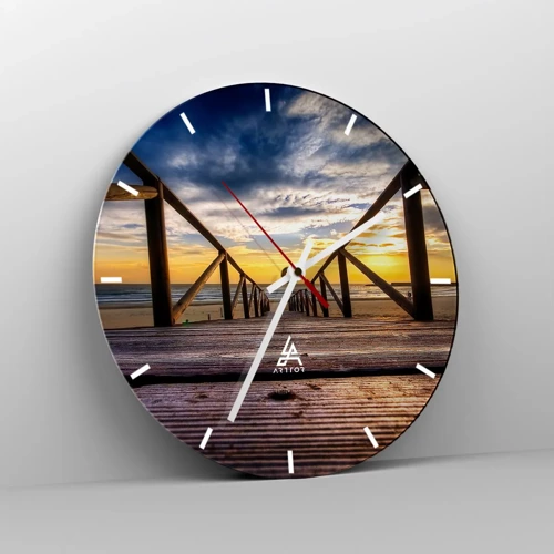 Horloge murale - Pendule murale - Directement sur une plage calme au coucher de soleil - 30x30 cm