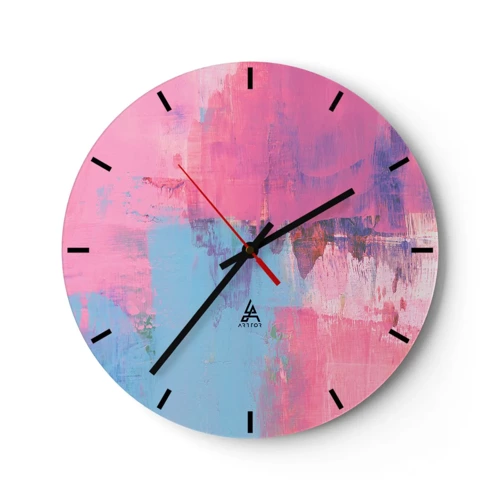 Horloge murale - Pendule murale - Du rose, du bleu et une pincée de lumière - 30x30 cm