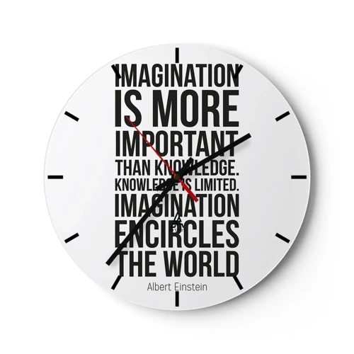 Horloge murale - Pendule murale - Einstein sur le pouvoir de l'imagination - 30x30 cm