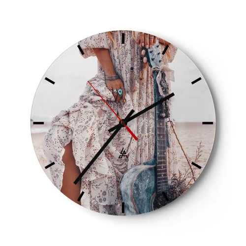 Horloge murale - Pendule murale - Enfant de fleur en route - 30x30 cm