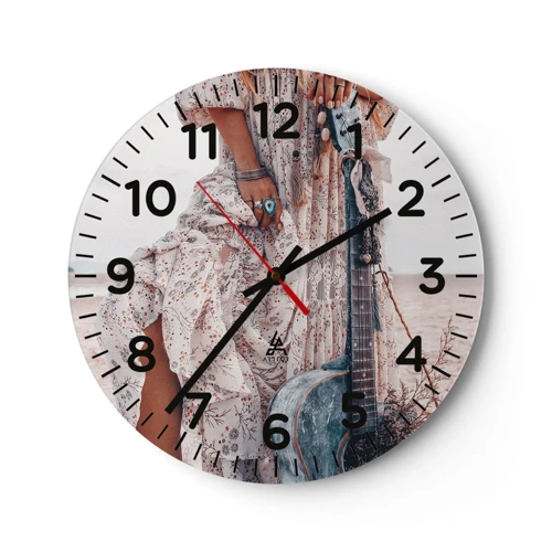 Horloge murale - Pendule murale - Enfant de fleur en route - 40x40 cm