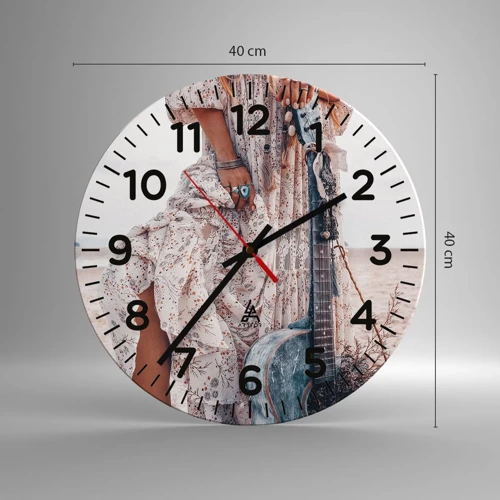 Horloge murale - Pendule murale - Enfant de fleur en route - 40x40 cm