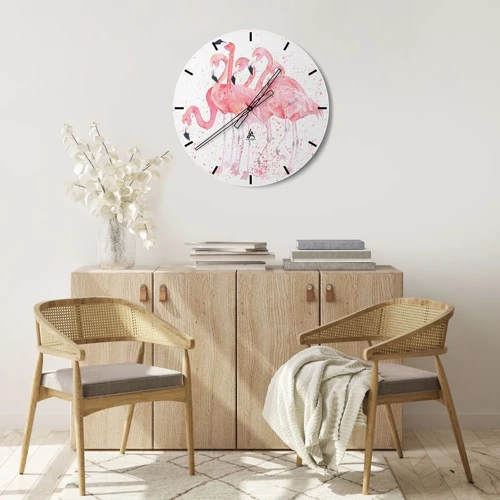 Horloge murale - Pendule murale - Ensemble rose - 30x30 cm