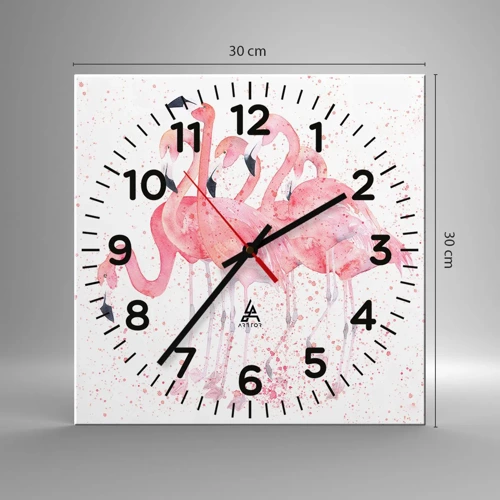 Horloge murale - Pendule murale - Ensemble rose - 30x30 cm