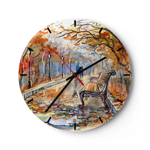 Horloge murale - Pendule murale - Errer ensemble à l'automne - 30x30 cm