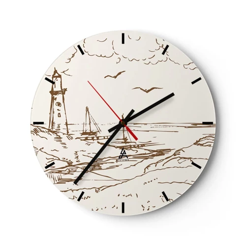 Horloge murale - Pendule murale - Esquisse de souvenirs d'été - 30x30 cm