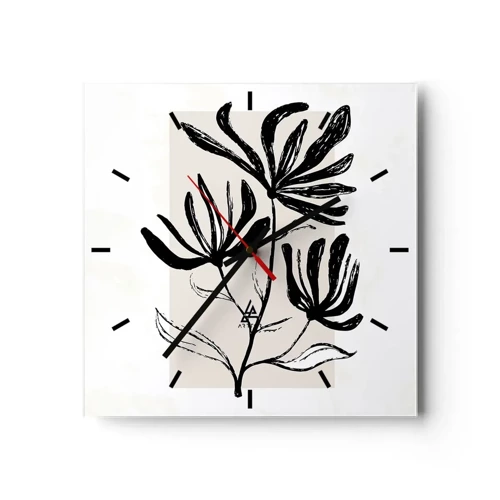 Horloge murale - Pendule murale - Esquisse pour l'herbier - 30x30 cm