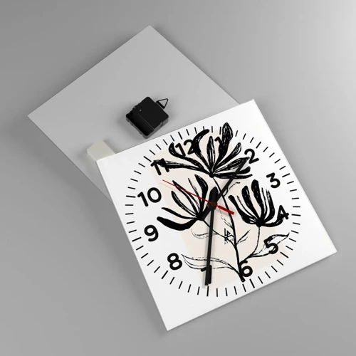 Horloge murale - Pendule murale - Esquisse pour l'herbier - 30x30 cm