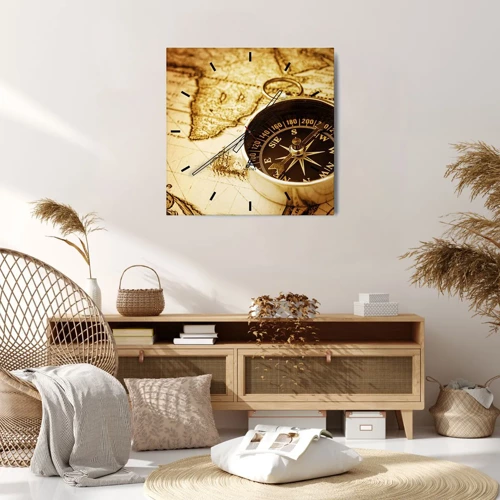 Horloge murale - Pendule murale - Est ou ouest? - 30x30 cm