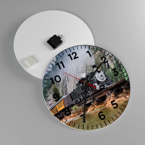 Horloge murale - Pendule murale - Et lui jusqu'où? Jusqu'où? - 40x40 cm