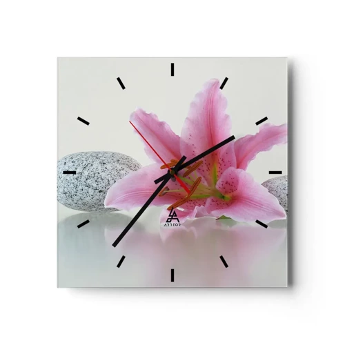 Horloge murale - Pendule murale - Étude de rose, gris et blanc - 30x30 cm