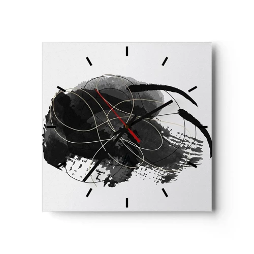 Horloge murale - Pendule murale - Fait de noir - 30x30 cm