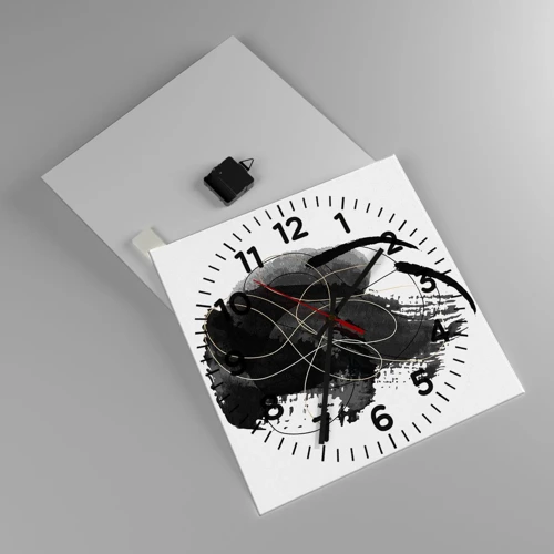 Horloge murale - Pendule murale - Fait de noir - 40x40 cm