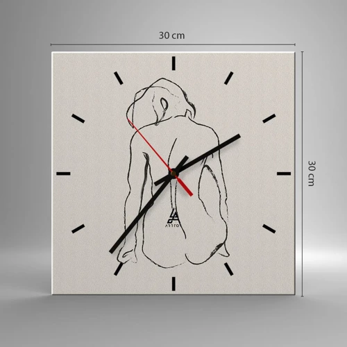 Horloge murale - Pendule murale - Femme nue - 30x30 cm