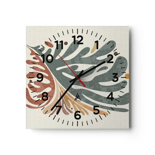 Horloge murale - Pendule murale - Feuille multicolore - 30x30 cm