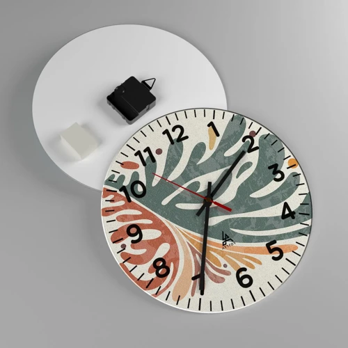 Horloge murale - Pendule murale - Feuille multicolore - 30x30 cm