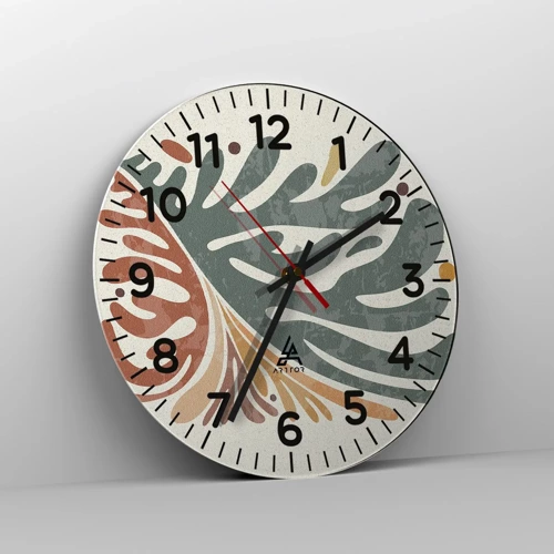 Horloge murale - Pendule murale - Feuille multicolore - 30x30 cm