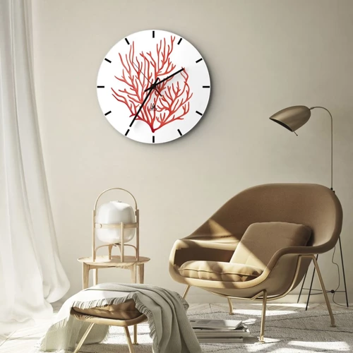 Horloge murale - Pendule murale - Filigrane de corail - 30x30 cm