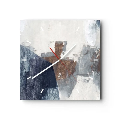 Horloge murale - Pendule murale - Formes bleues et brunes - 30x30 cm