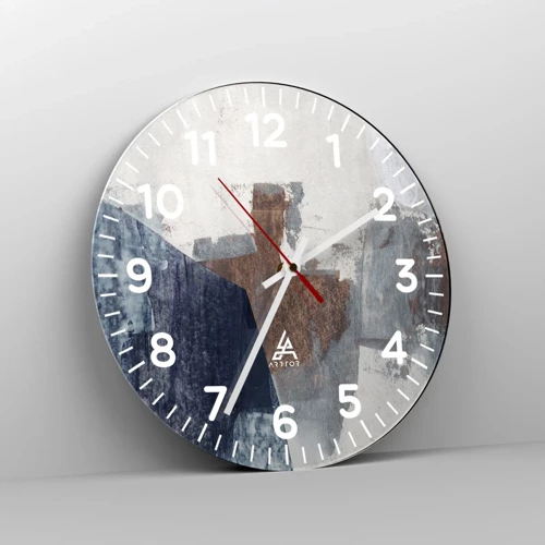 Horloge murale - Pendule murale - Formes bleues et brunes - 40x40 cm