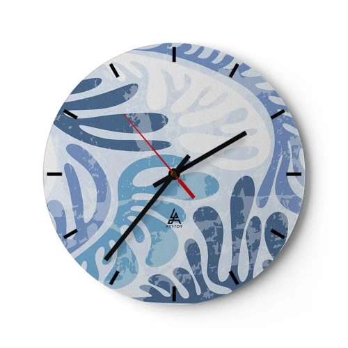 Horloge murale - Pendule murale - Fougères bleues - 30x30 cm