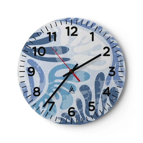 Horloge murale - Pendule murale - Fougères bleues - 30x30 cm