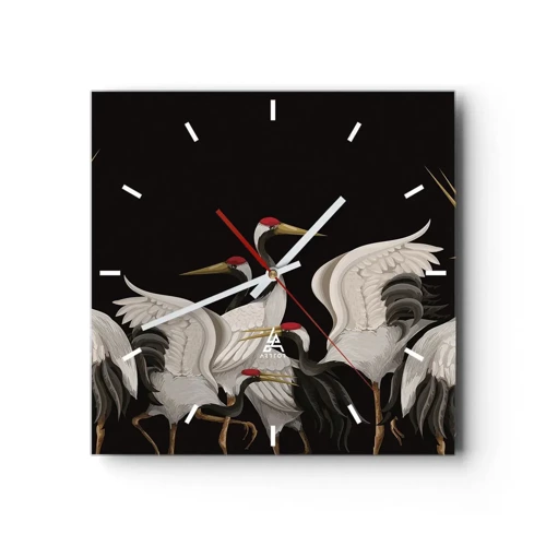 Horloge murale - Pendule murale - Histoire d'oiseaux - 30x30 cm