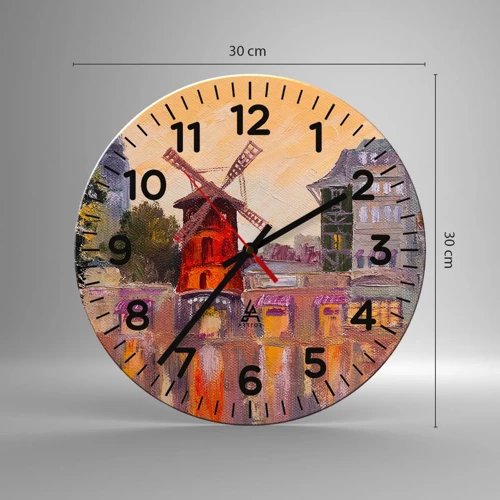 Horloge murale - Pendule murale - Icones parisiennes – le Moulin rouge - 30x30 cm