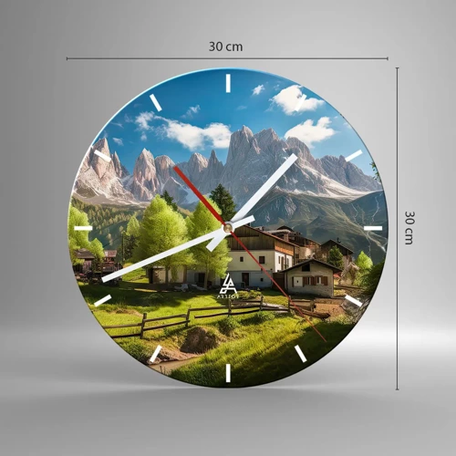 Horloge murale - Pendule murale - Idylle alpine - 30x30 cm