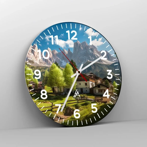 Horloge murale - Pendule murale - Idylle alpine - 30x30 cm