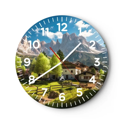 Horloge murale - Pendule murale - Idylle alpine - 40x40 cm
