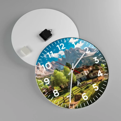 Horloge murale - Pendule murale - Idylle alpine - 40x40 cm