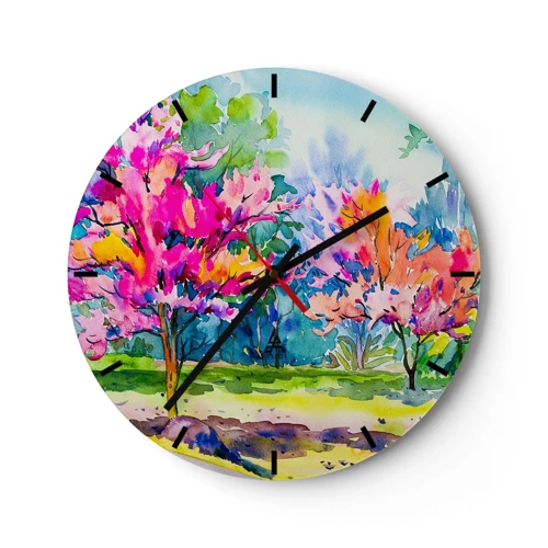 Horloge murale - Pendule murale - Jardin arc-en-ciel à la lumière du printemps - 30x30 cm