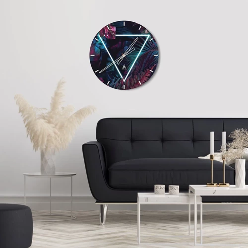 Horloge murale - Pendule murale - Jardin de style disco - 30x30 cm