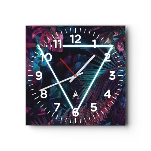 Horloge murale - Pendule murale - Jardin de style disco - 40x40 cm