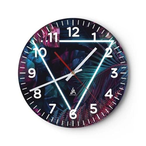 Horloge murale - Pendule murale - Jardin de style disco - 40x40 cm