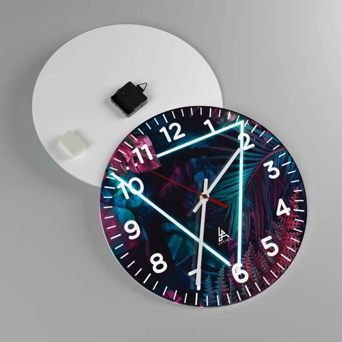 Horloge murale - Pendule murale - Jardin de style disco - 40x40 cm