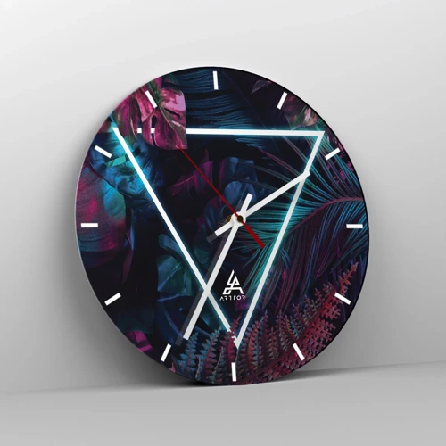 Horloge murale - Pendule murale - Jardin de style disco - 40x40 cm
