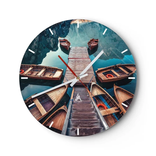 Horloge murale - Pendule murale - J'attends à la marina - 40x40 cm