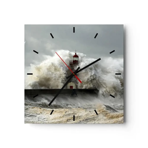 Horloge murale - Pendule murale - La colère de l'océan - 30x30 cm