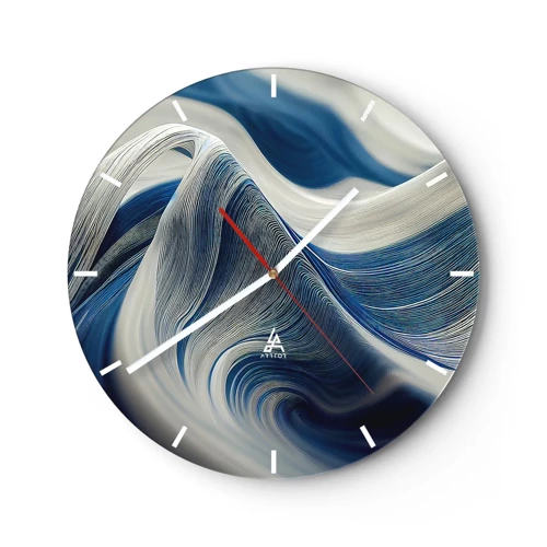 Horloge murale - Pendule murale - La fluidité du bleu et du blanc - 40x40 cm